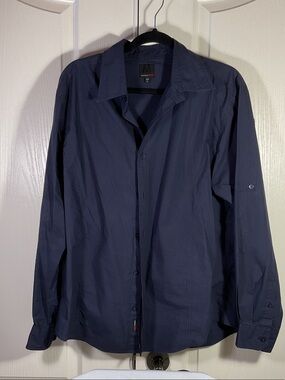 Murano Sport Men's Dark Navy Long-Sleeve Button-Down Shirt